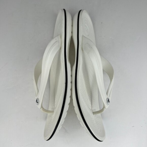 Crocs Mens Crocband Flip Flop Sandal Size 12 White Lightweight Slip On Summer